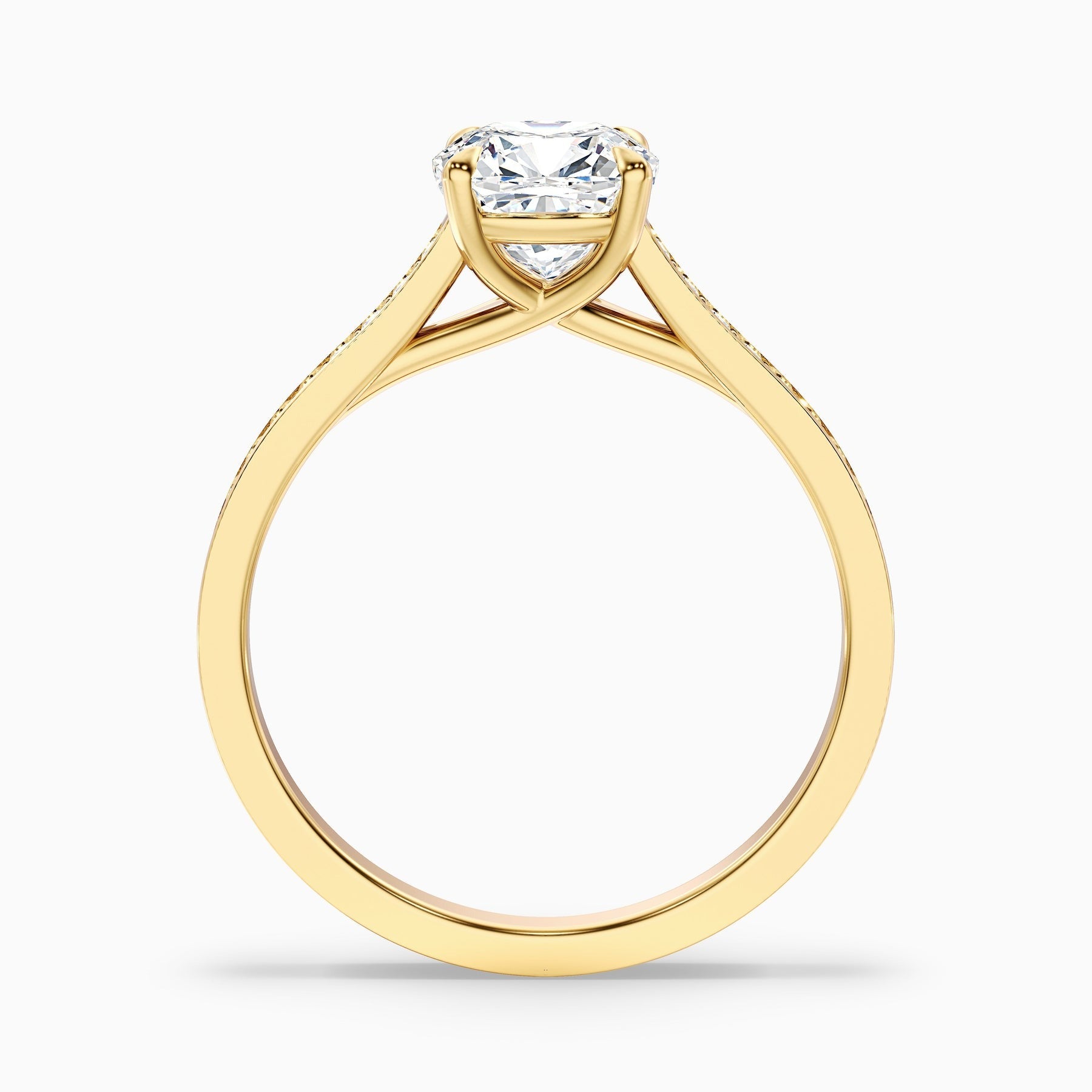 Amour Cushion Cut Side Stone Pave Lab Grown Engagement Ring
